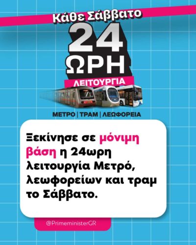 Το 24ωρο Μετρό και Τραμ κάθε Σάββατο είναι πλέον πραγματικότητα